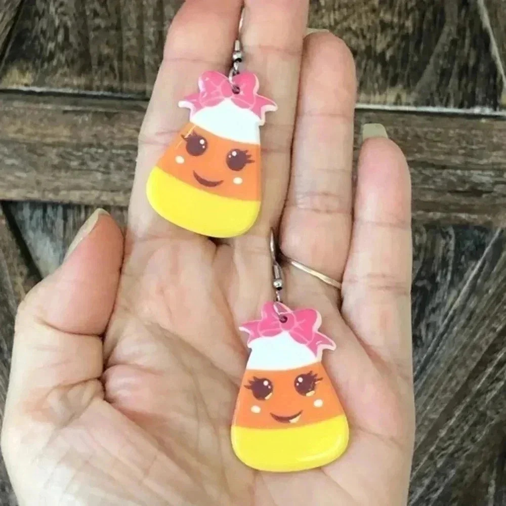 Candy Corn Handmade Unique Halloween Drop Earrings B
